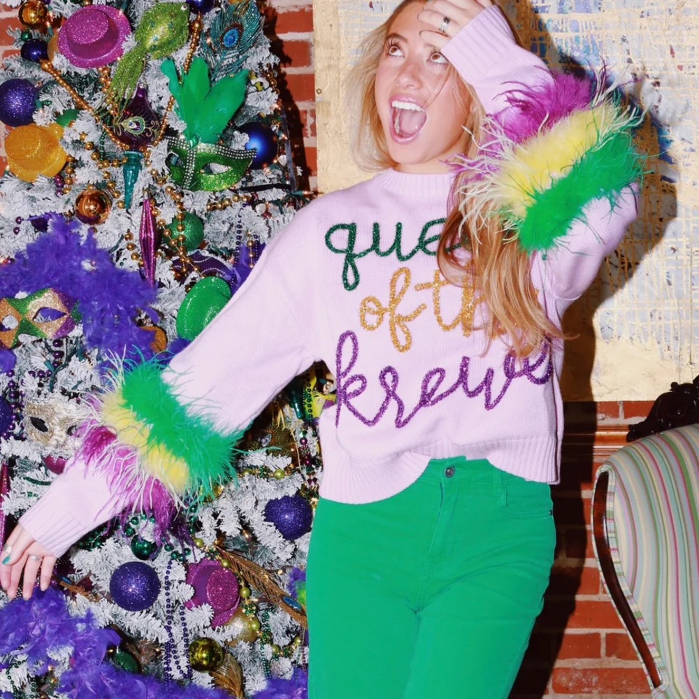 NWOT Queen of sparkles queen of the krewe sweater
